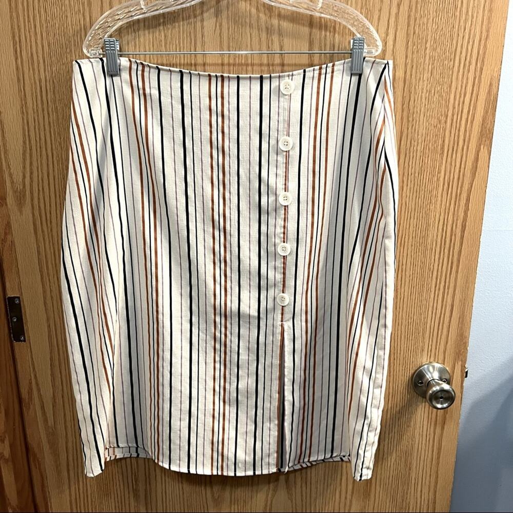 Society + Stitch Striped Pencil Skirt w/ Slit Front & Buttons Women's Size XXL